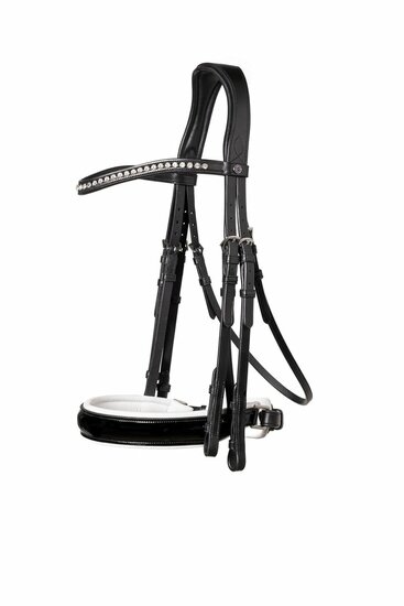 Aachen Large p crank NB double bridle Blk/Slvr/Wht Full