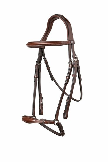 Barcelona Adj. drop noseband bridle Brn/Slvr Cob