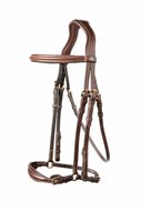 Barcelona Adj. drop noseband bridle Brn/Gld Cob